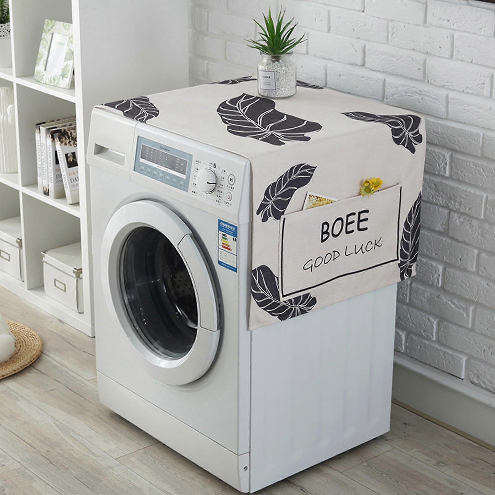 Washing Machine Cover With Pockets, Fabric , 65x180 cm, AntiSlip, Dustproof, Fits Most Washers