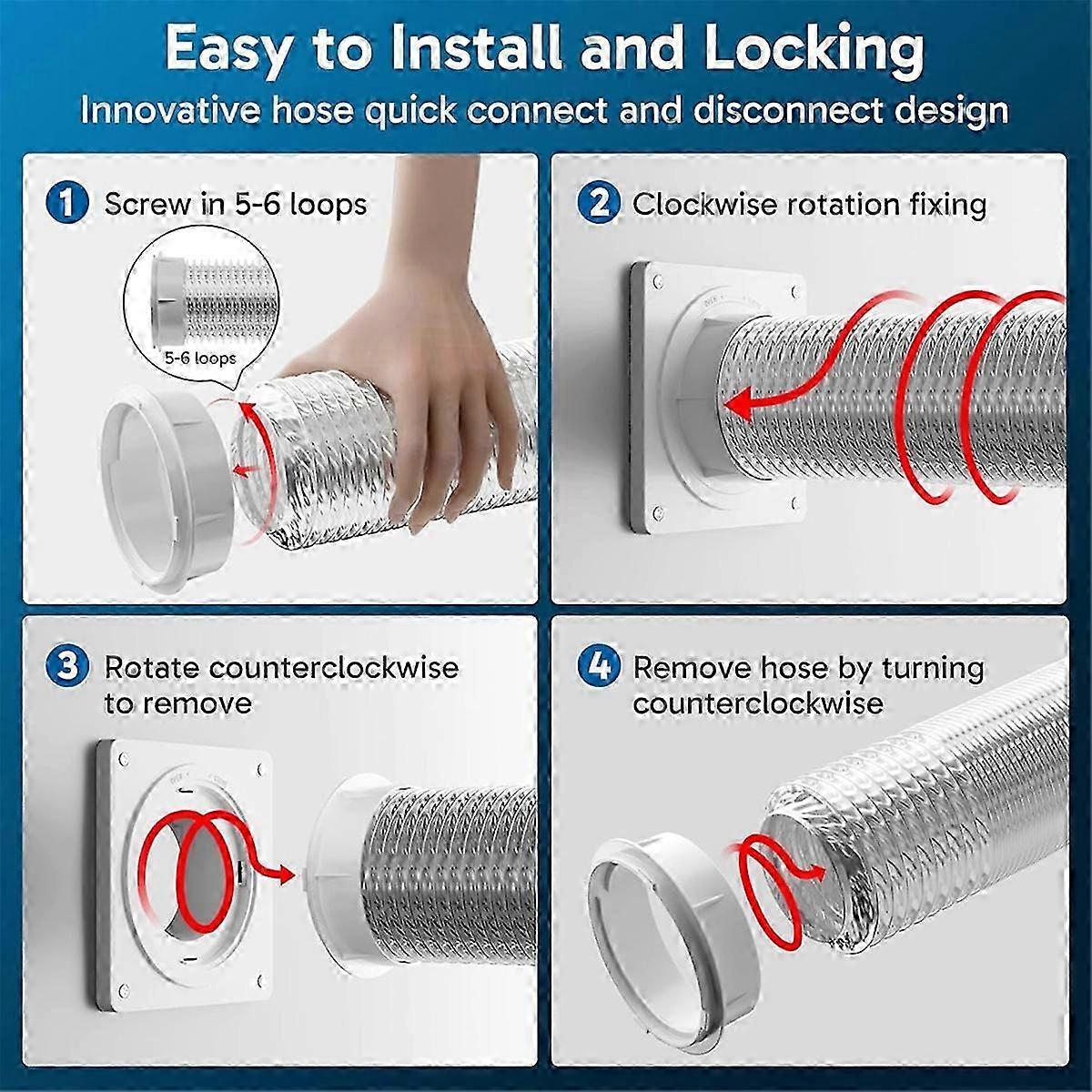 Twist Lock Dryer Hose Vent Kit with Quick Connect & Disconnect