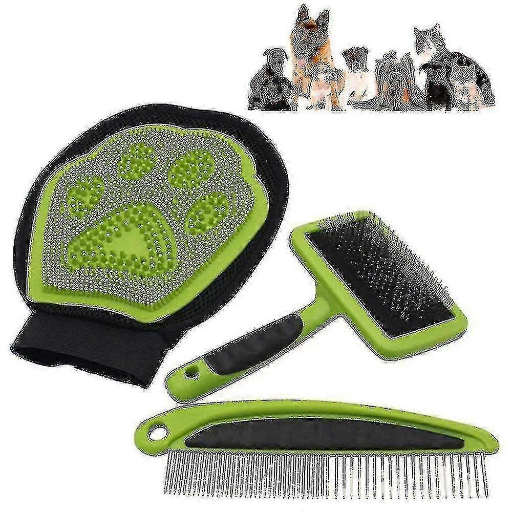3-piece Pet Grooming Kit Cleaning Tool Cat Dog Hair Remover Comb Ma...