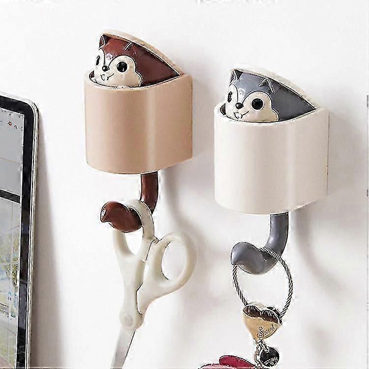2-Pack Squirrel Adhesive Wall Hooks for Hanging Clothes, Towels, Keys & More
