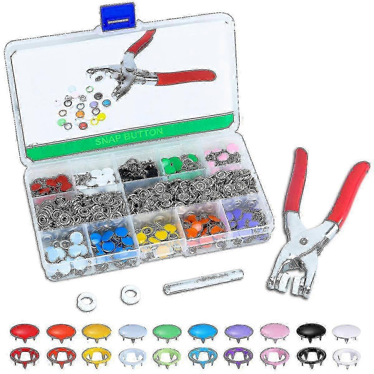 Snap Fasteners, Snap Fastener Set With Pliers 200 Sets Snap Fasteners Metal, 10 Colors Sewing Accessories Buttons Buttons For Sewi