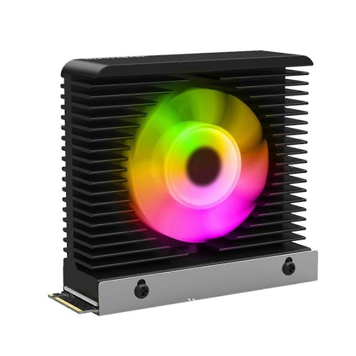 ARGB M.2 2280 SSD Heatsink M.2 SSD Heatsink Cooler with 4PIN PWM Fan with Thermal Pad Radiator Heat Sink Black