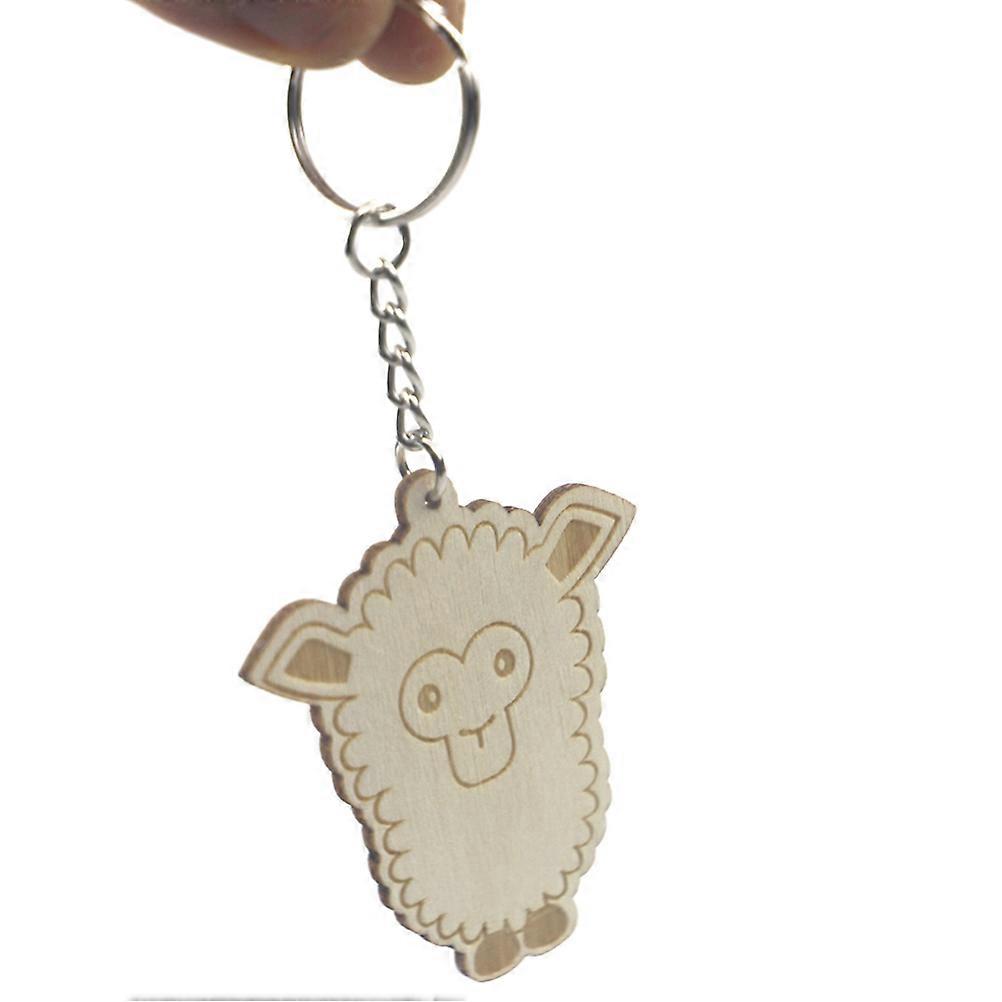 Cute Cartoon Animal Keychain 10Pcs Set Decorative Keyring For Children Everyday Use 5.3X6X0.3Cm Khaki Key Decoration