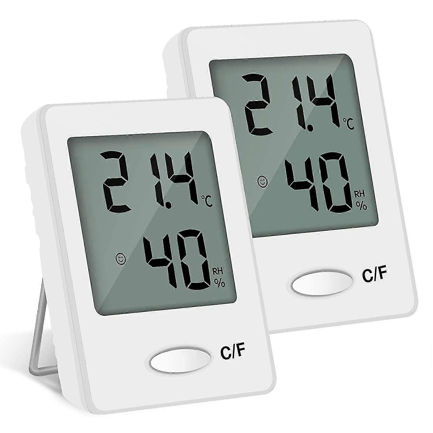 2PCS LCD Digital Indoor Thermometer Hygrometer Temperature Humidity High Accuracy Handheld (white)