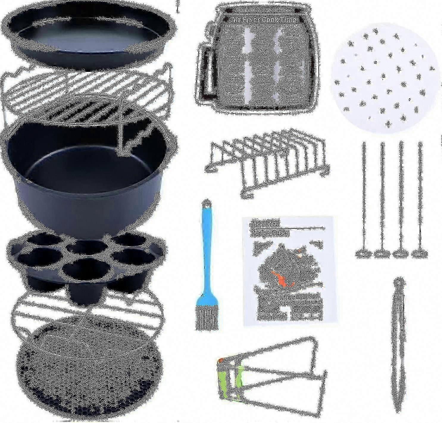 15-Piece Air Fryer Accessories Set with Cookbook for 4.2-6.8qt Air Fryers