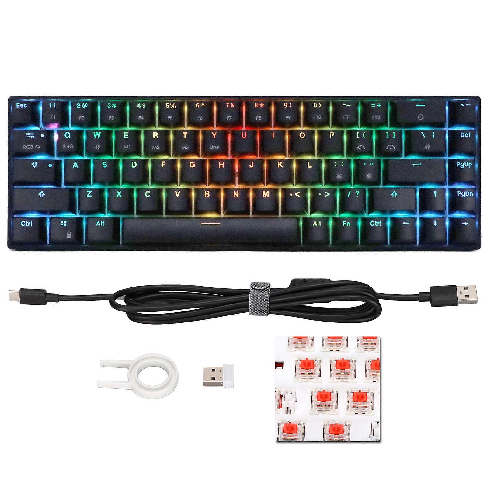 Wireless 2.4G Mechanical Keyboard 68 Keys RGB Backlight Gaming Keyboard Red Switch