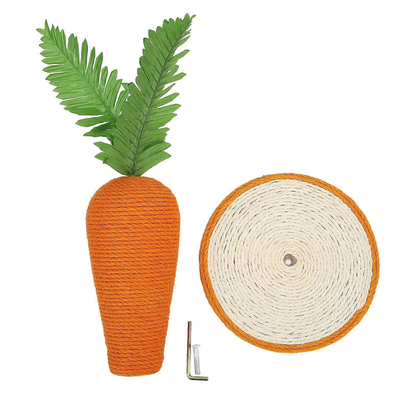 Cat Scratching Post Carrot Vertical Sisal Cat Climbing Frame For Indoor Cats, Easy To Assemble, Green Leaves Design