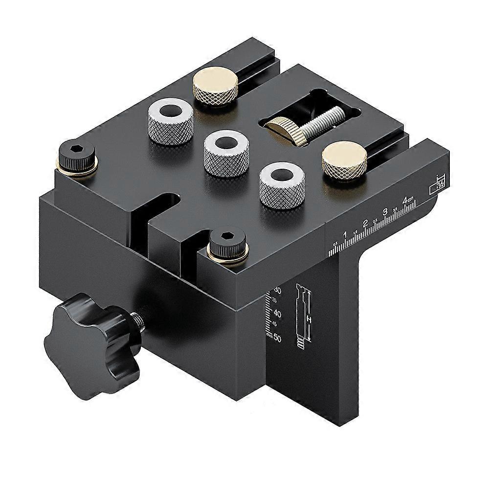 3 in 1 Woodworking Drilling Locator Aluminum Alloy Wood Workpiece Guide Jig with Clamping Ranges 0-15mm DIY Tool for Board Splicing