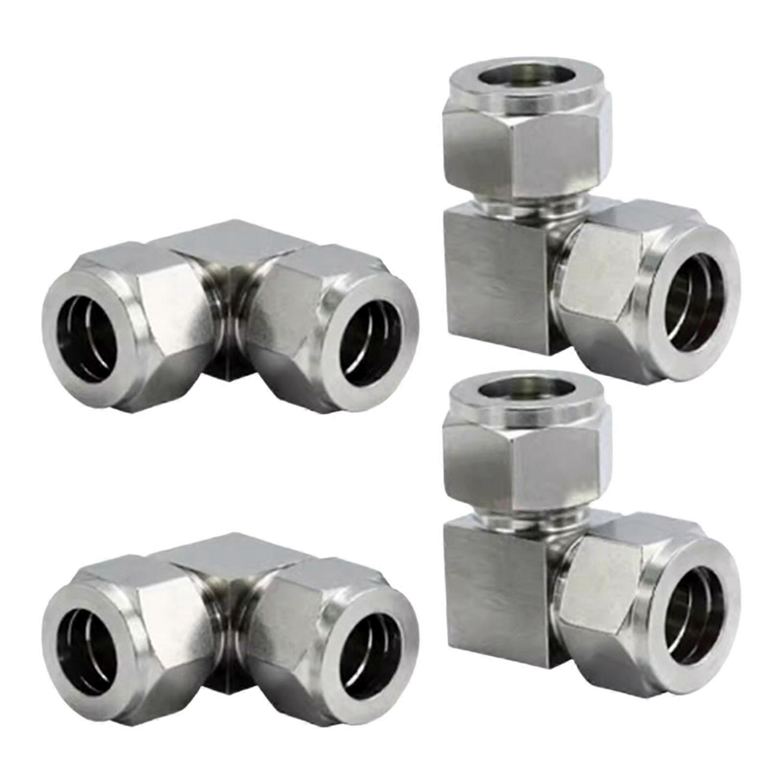 4PCS Tube Fittings With Secure Double Nut Designs Gas Pipeline Compression Elbow Connector For Gas Pipeline Systems Multicolor
