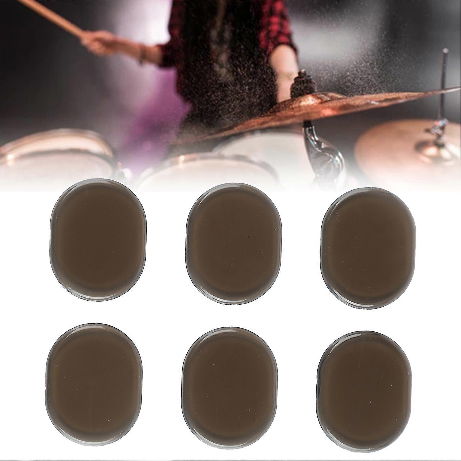 6 יחידות תוף סיליקון דamppener רפידות ג'ל רכות סט צבע קפה