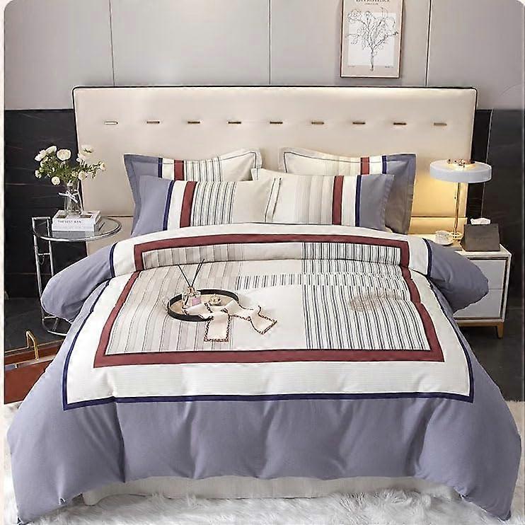 Queen Sheet Sets Grey 2m 4 Piece 100% Cotton Bedding Wrinkle Resistant Fade And Stain Resistant