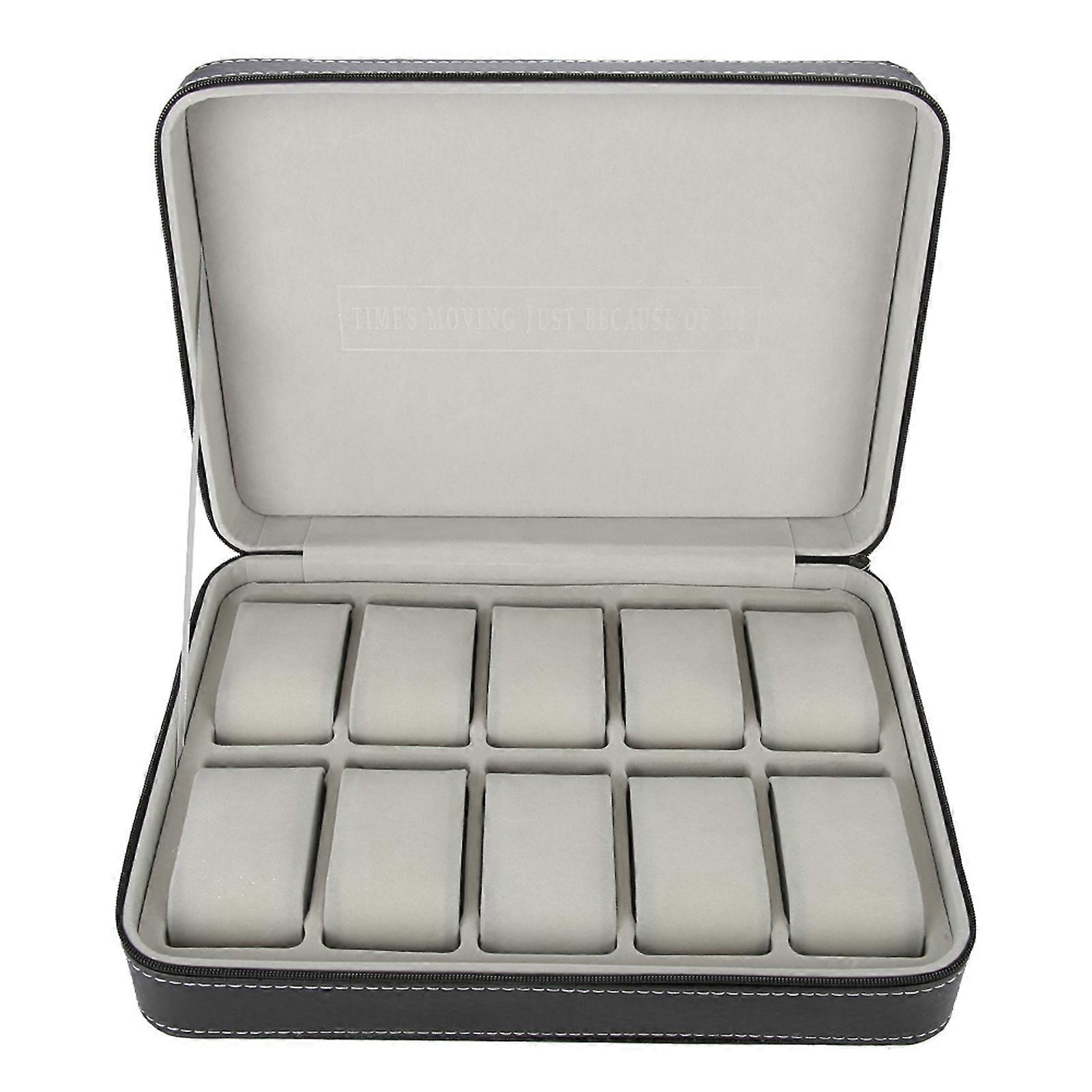 10 Compartment Watch Storage Box with Zipper