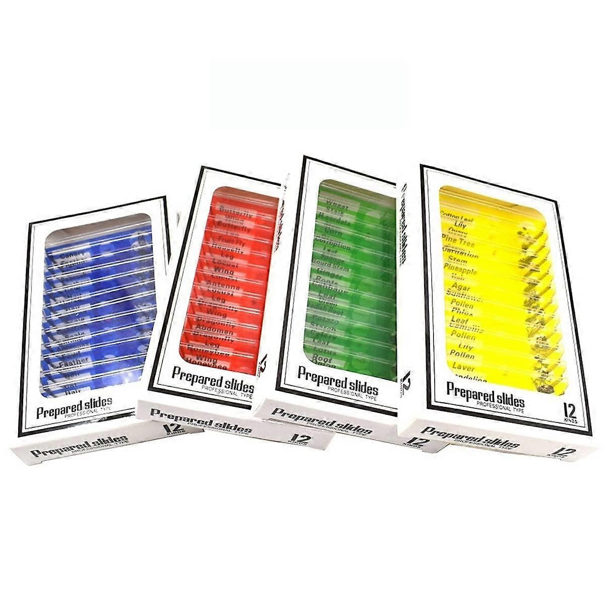 Lab Microscope Parts Plastic Microscope Slides For Biological Specimens, 12 Pcs Per Set, 48 Pcs Total