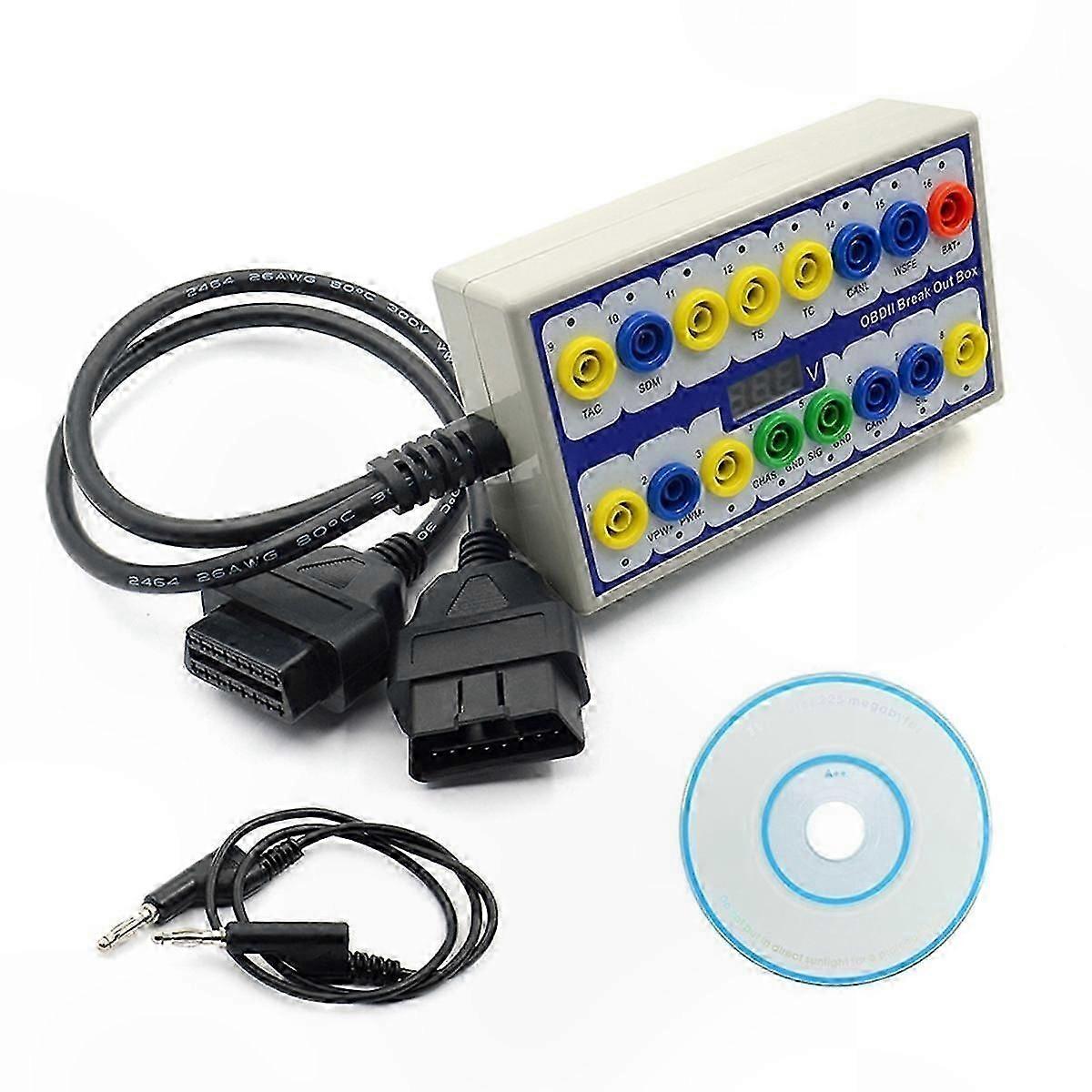 OBD2 Breakout Box for Automotive Diagnostic Protocols and Connector Testing