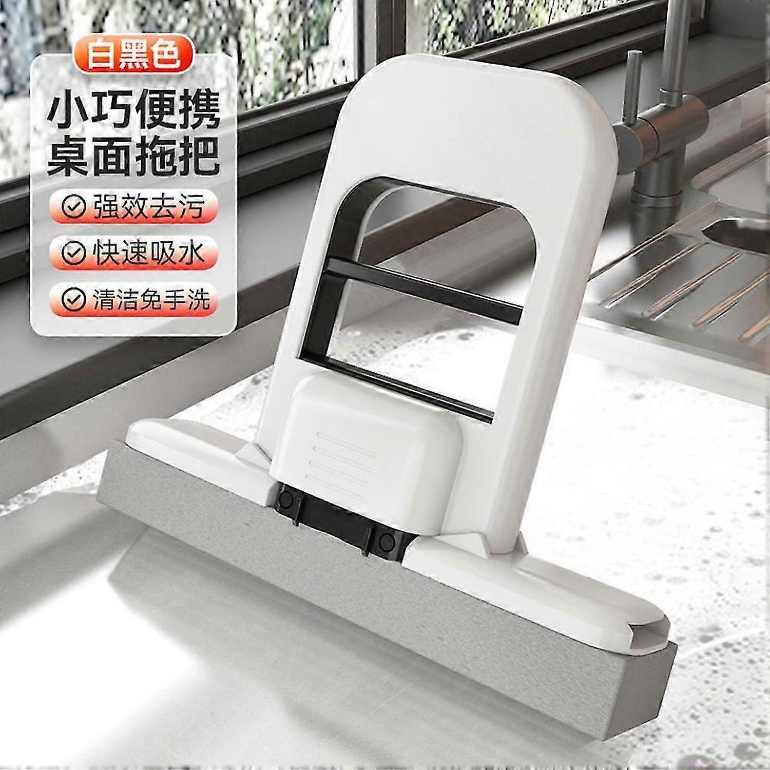 Mini Handheld Mop for Countertops, Portable Self Squeeze Sponge Mop, Lazy No Hand Wash Strong Absorbent Mop