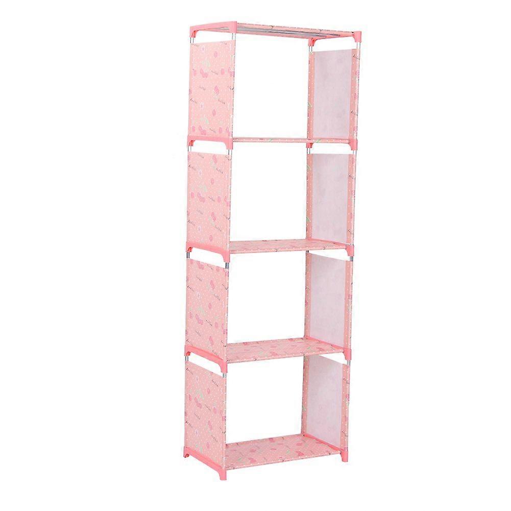 Multi Layer Standing Bookcase Bookshelf Storage Shelf Rack Home Organizer for Living Room BedroomCherry Pattern