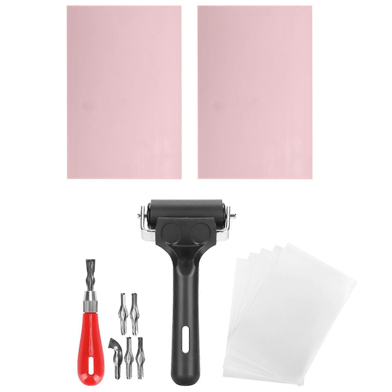 Rubber Carving Kit, Block Stamp Making Set, Engraving, Printing, Craft with Cutting Tools