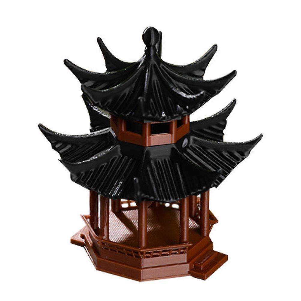 Decorative Pavilion Ornament Mini Pavilion Statue for Garden 2Pcs Plastic