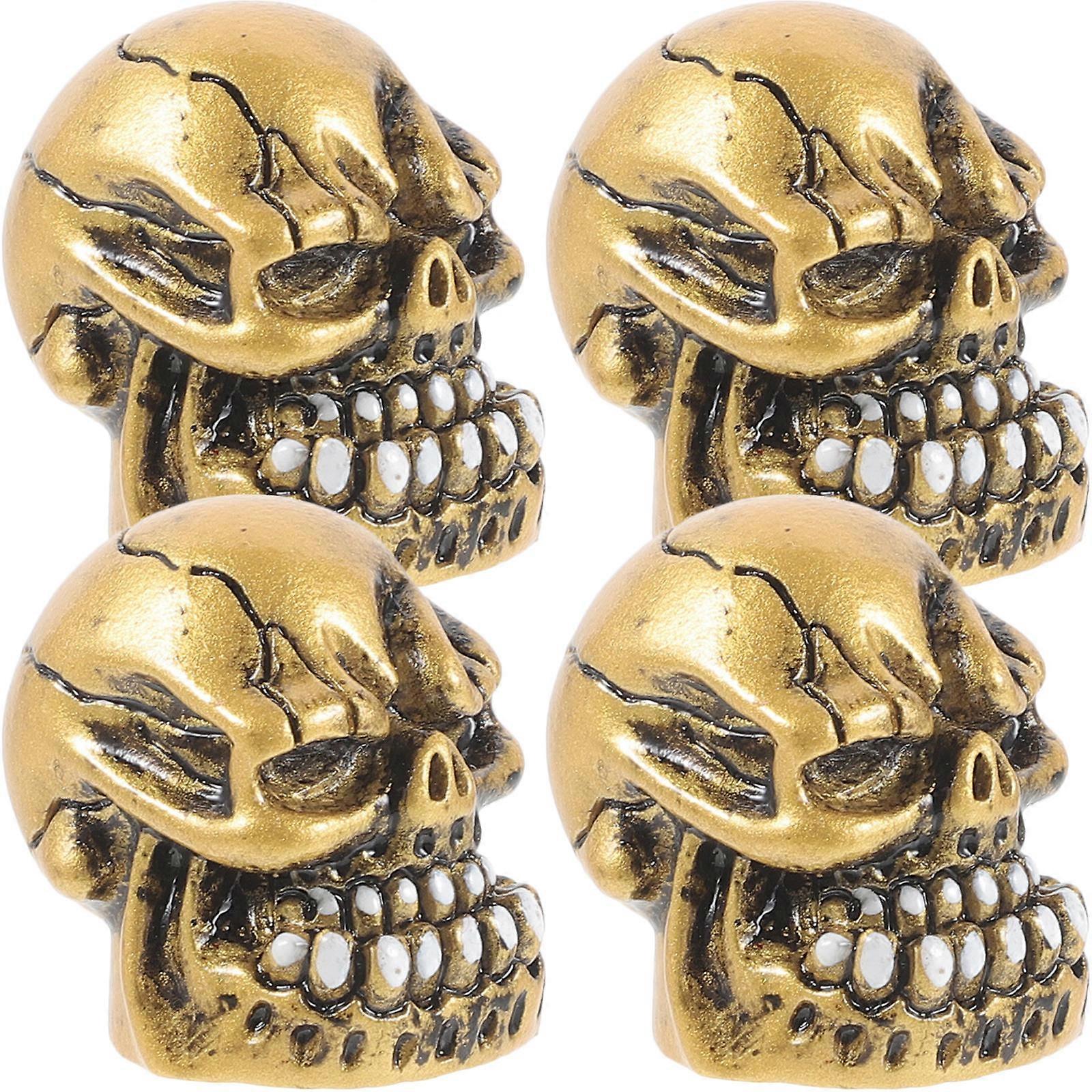 Golden Resin Skull Shaped Valve Caps for Car Tire Valves 16Pcs Replacement