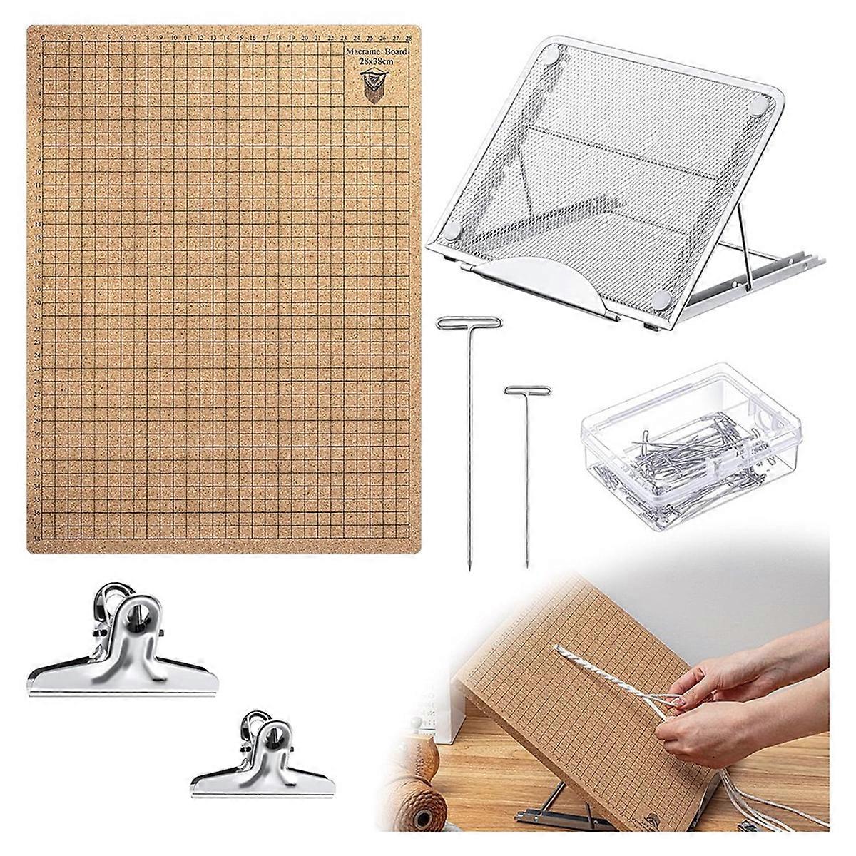 104Pcs Lace Board and Metal Adjustable Stand with T Pin Clip