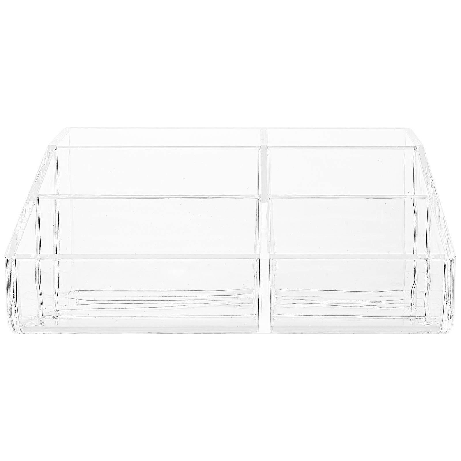 Cosmetic Storage Case Acrylic 6-Compartment Makeup Organizer 2Pcs