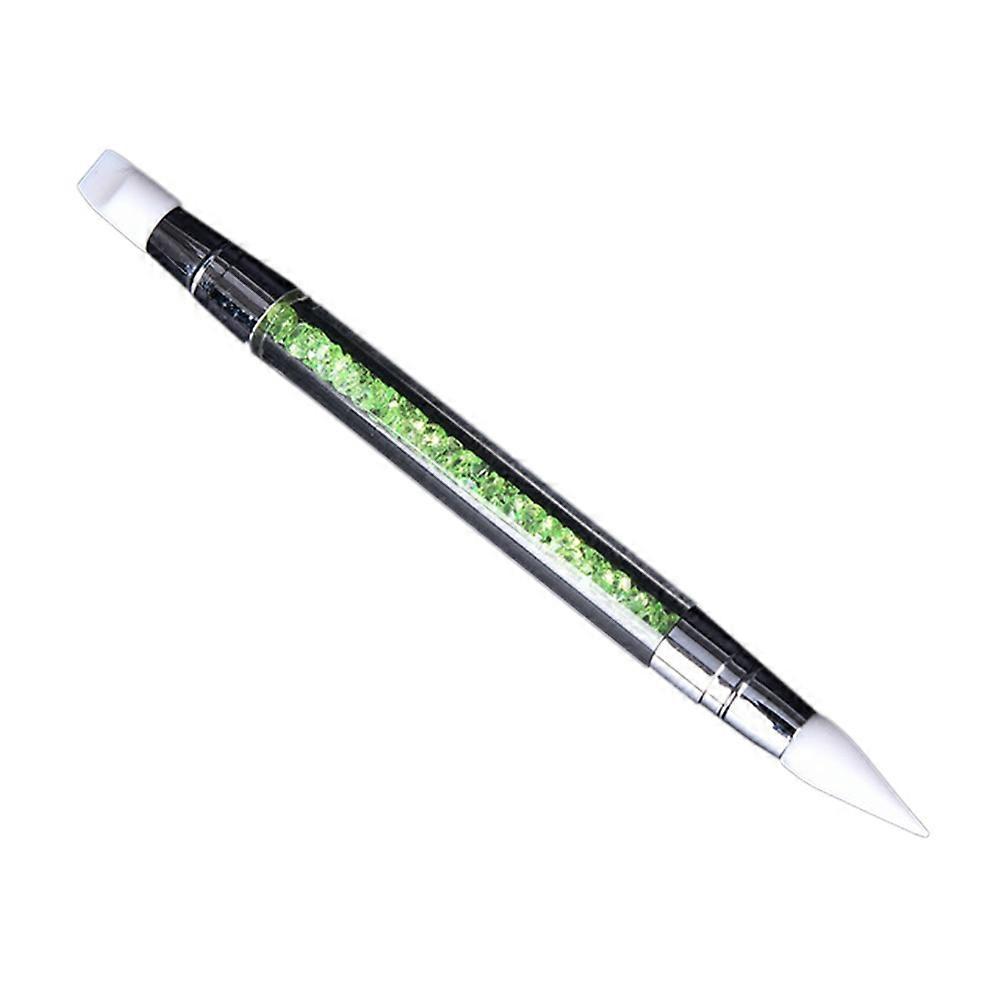 Nail Art Carving Tool Set 3Pcs with Green Silicone Head and Acrylic Handle