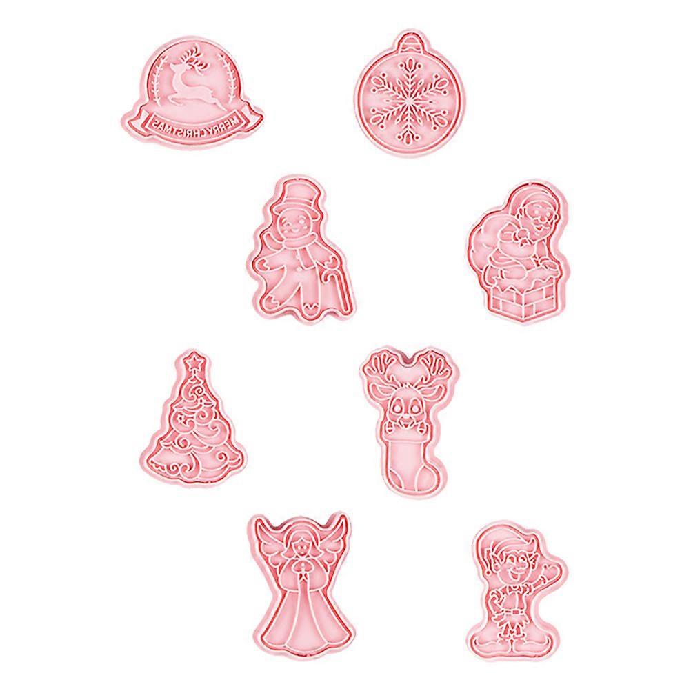 PP Cookie Mold 8Pcs Press Type for Xmas Cookie Baking Supplies