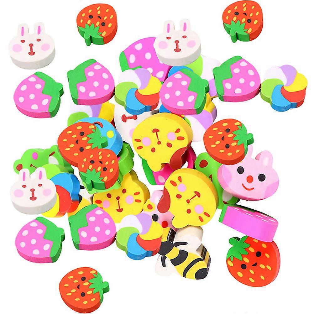 Cartoon Mini Erasers 60Pcs Kids Supply Classroom Office School Nursery Multi-Function Light Weight Assorted Color Erase Pencil Marks