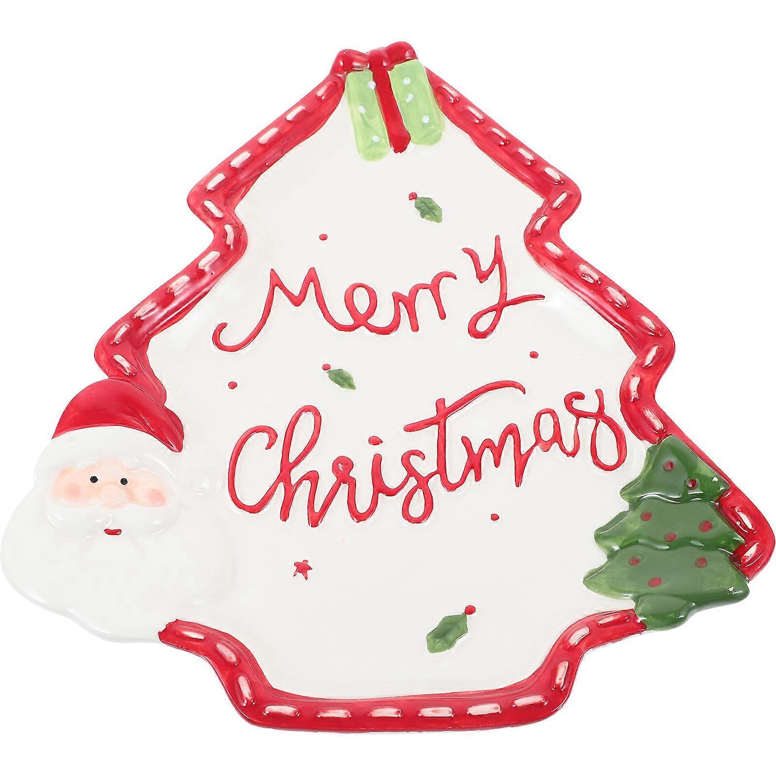 Multi Ceramic Plate for Serving 2Pcs Christmas Tree Condiments Dish