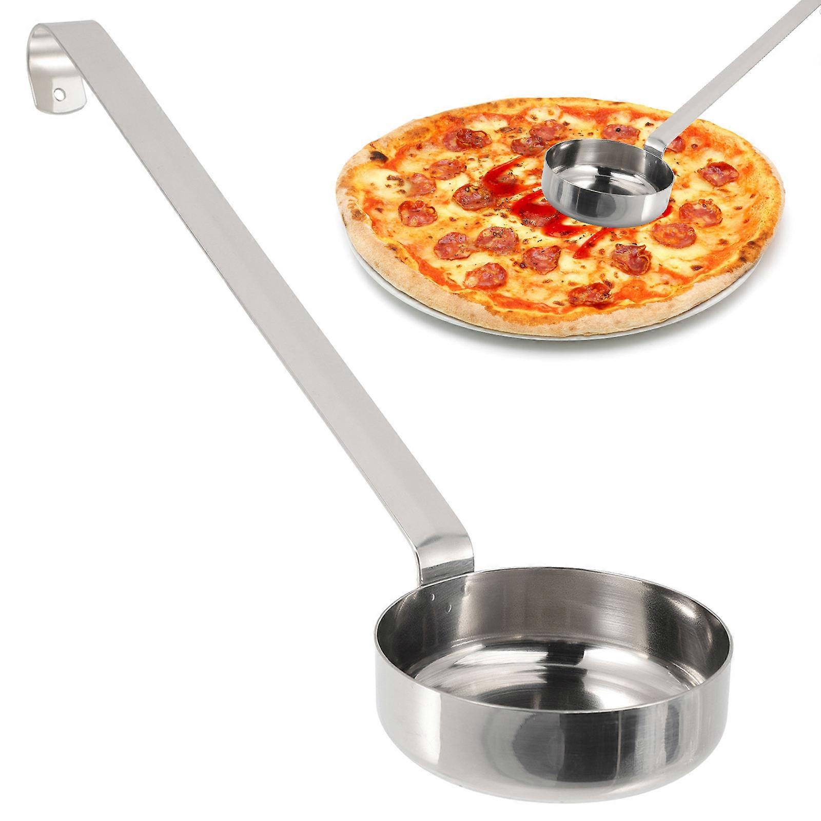 2Pcs Stainless Steel Soup Spoon Long Handle Kitchen Utensil For Serving Soup And Hot Oil With Flat Scoop Design