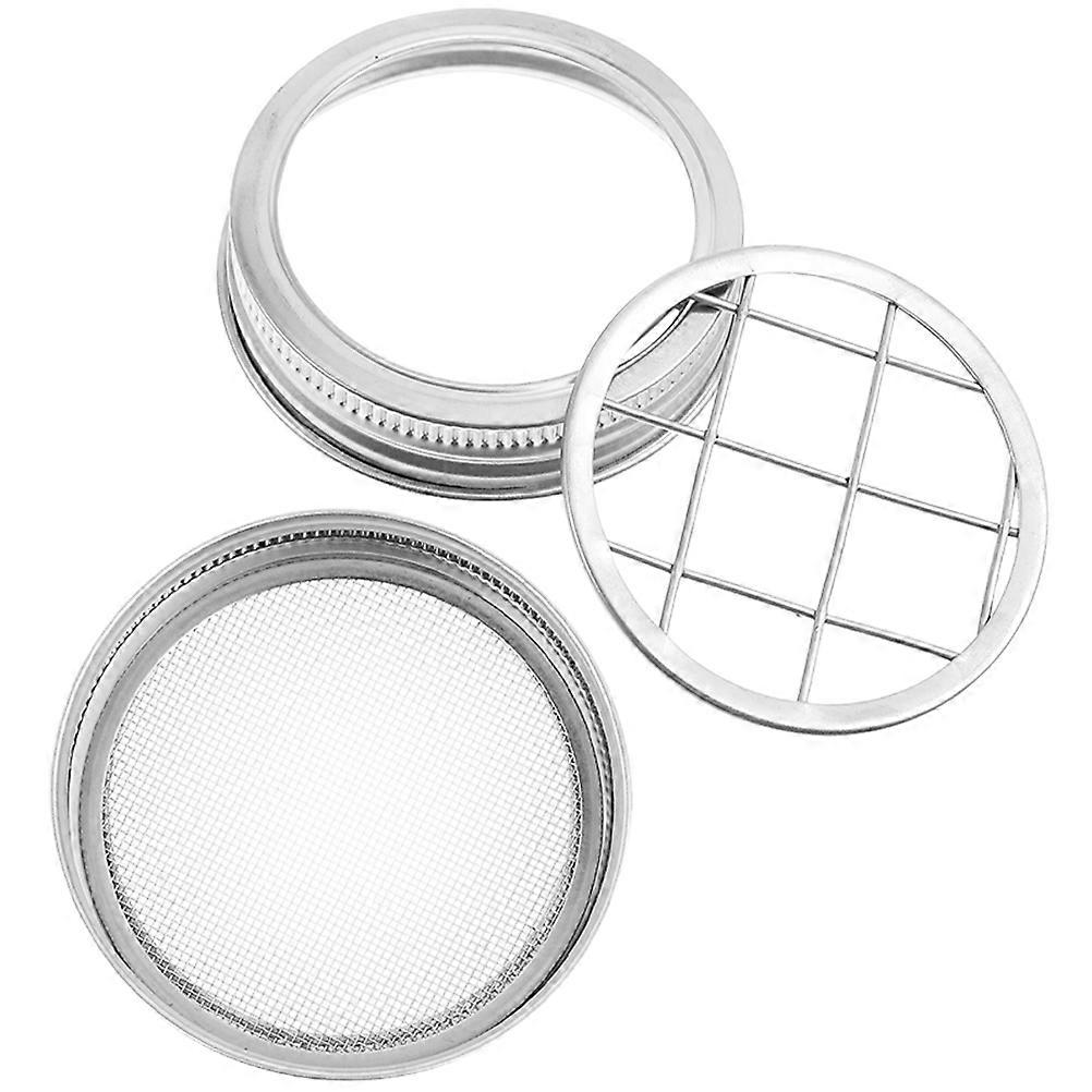 Round Sprouting Lids Stainless Steel Lid Organizer Indoor Use 8.6X8.6Cm Straining Liquids 1 Set