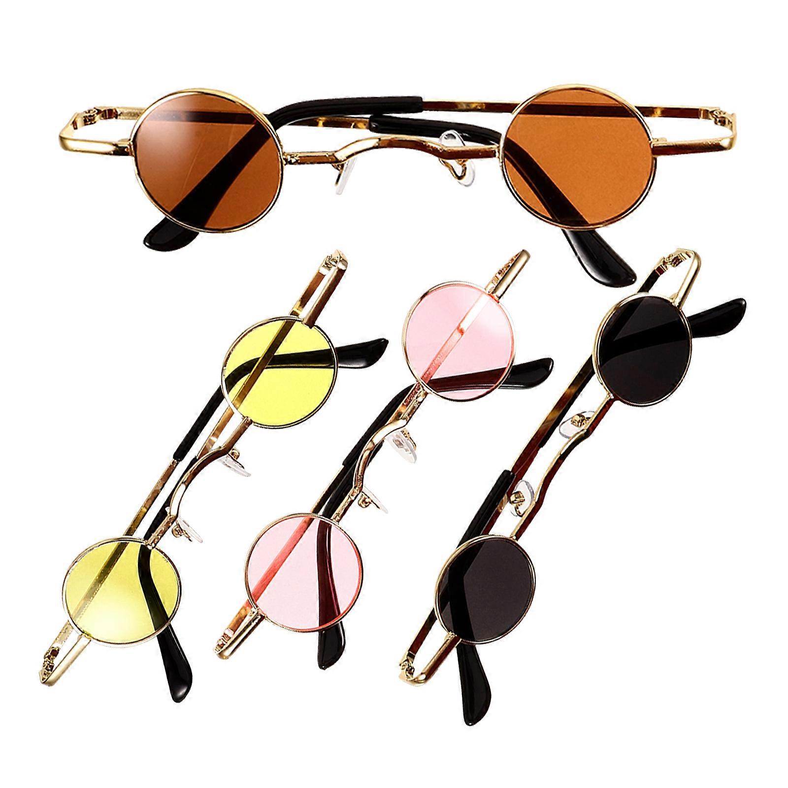 Hip Hop Eyeglasses Punk Sunglasses for Unisex 8Pcs Assorted Color Round