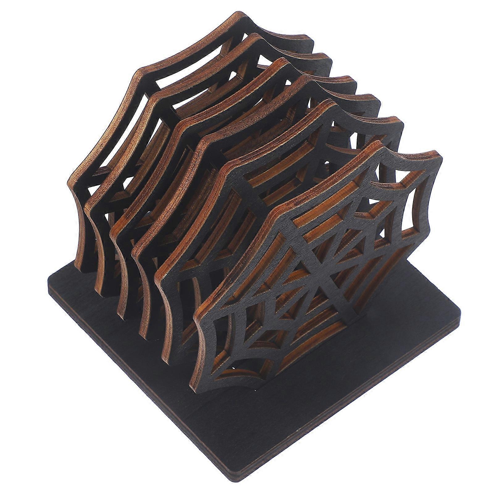 Halloween Coaster Wooden Spider Web Coaster for Insulation 2Sets