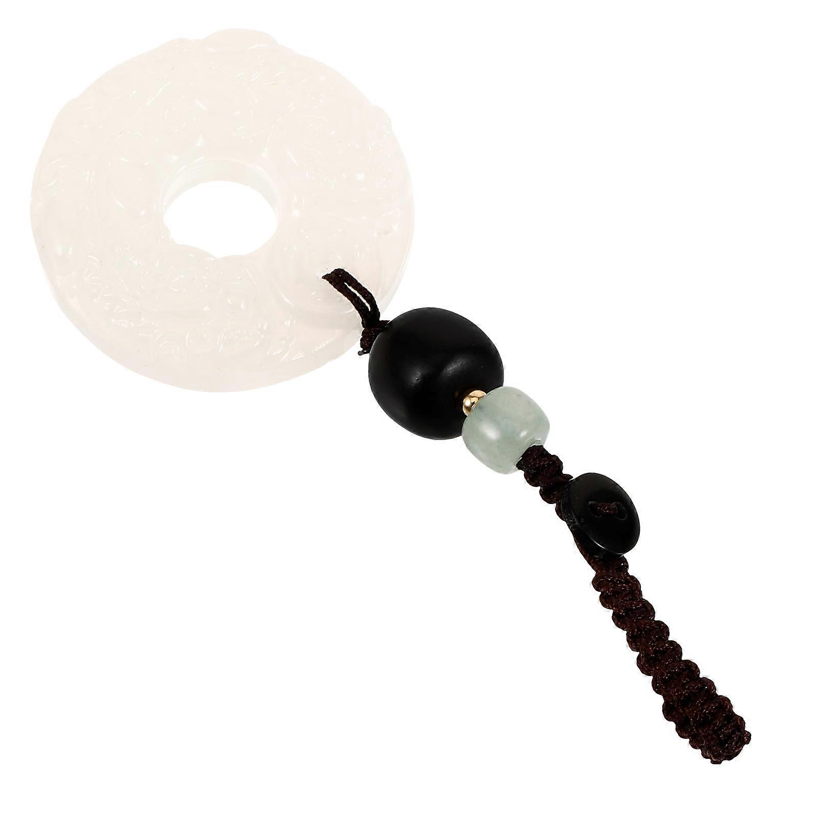 Jade Keychain Pendant Auspicious Symbol Ethnic Style Daily Use Multi Color 1 Pcs