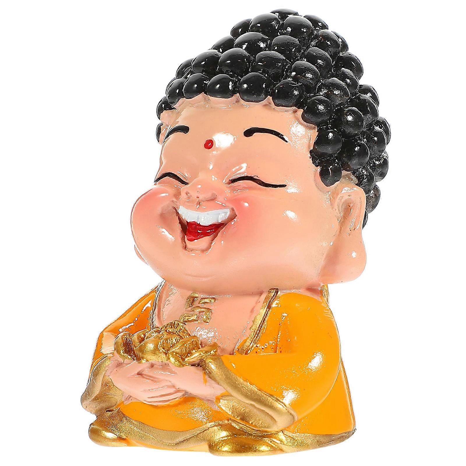 Multi Color Buddha Statue 3Pcs Rectangular Luck Ornament Decoration For Study Meeting Room 6.8X4cm