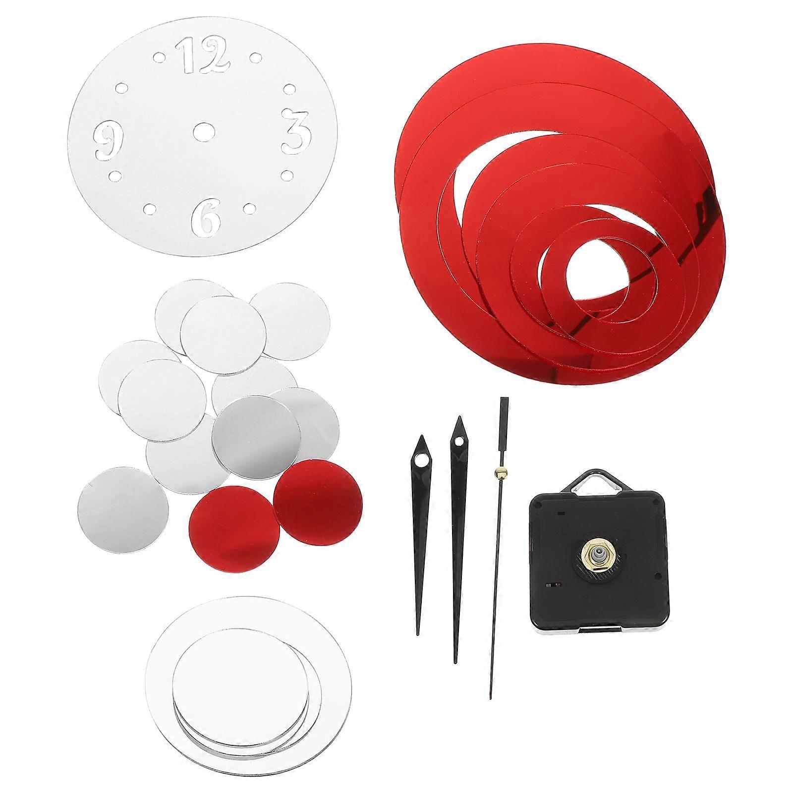 Mirror Sticker DIY Acrylic Wall Clock for Creative Decoration Red