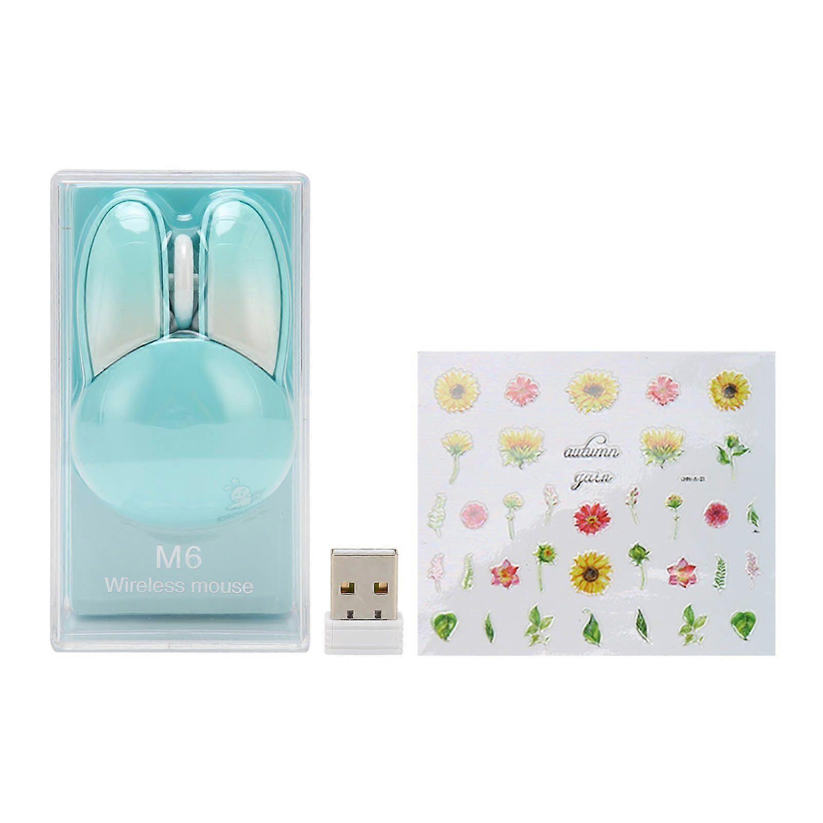 Cute Rabbit Wireless Mouse 2.4G Adjustable DPI Sensitivity 33ft Effective Range Battery Powered Silent Mouse Gaming Mice Blue