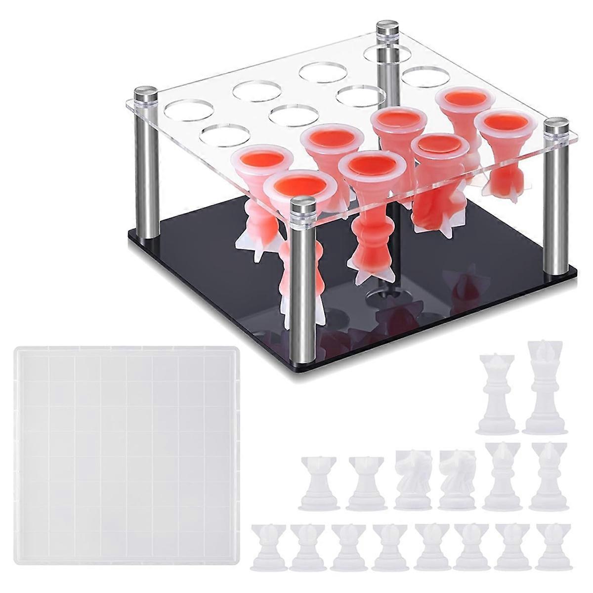 Chess Piece DIY Kit 1 Chess Piece Holder 16 Chess Molds for Epoxy