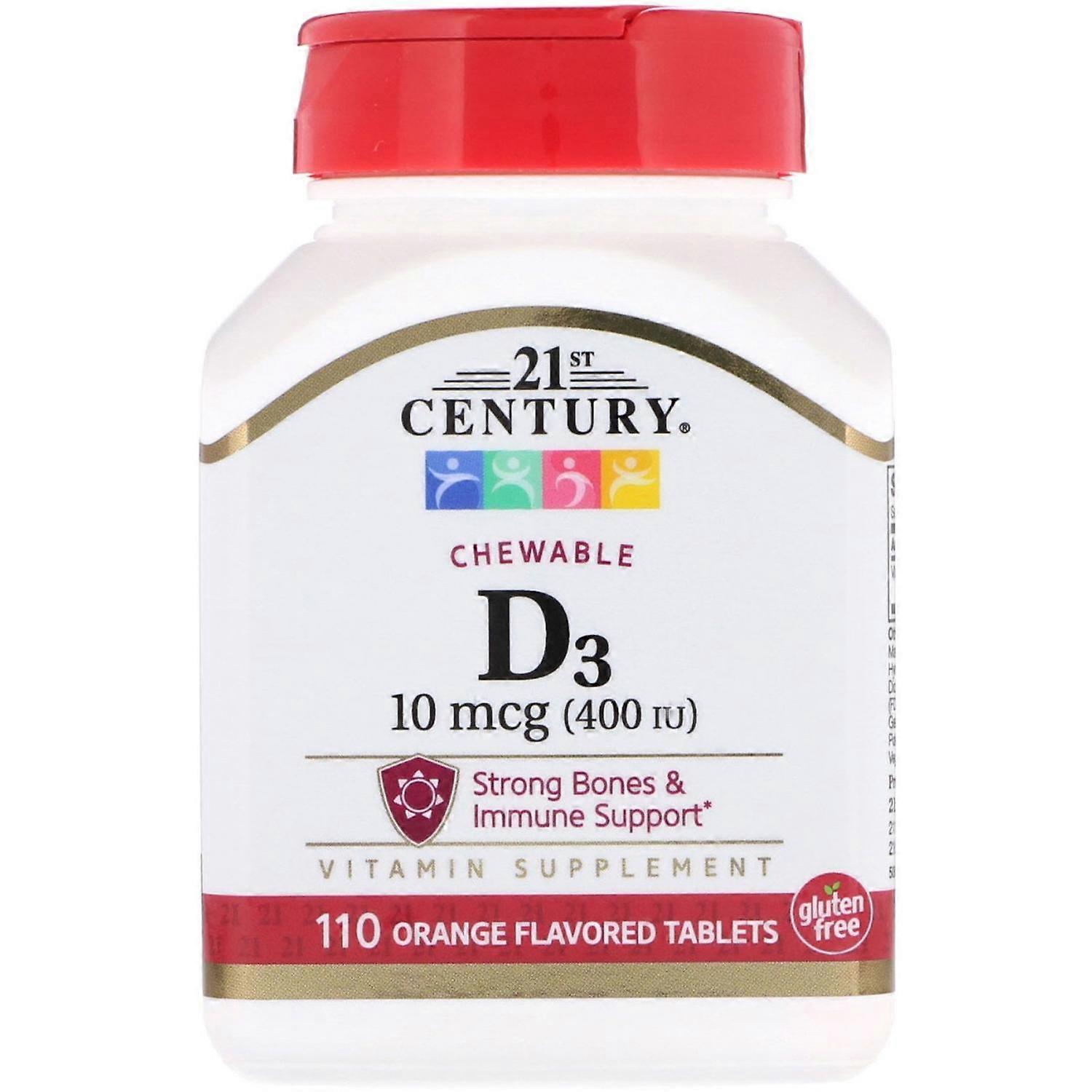 21st Century, Vitamin D3, Chewable, Orange Flavored, 400 IU, 110 Tablets