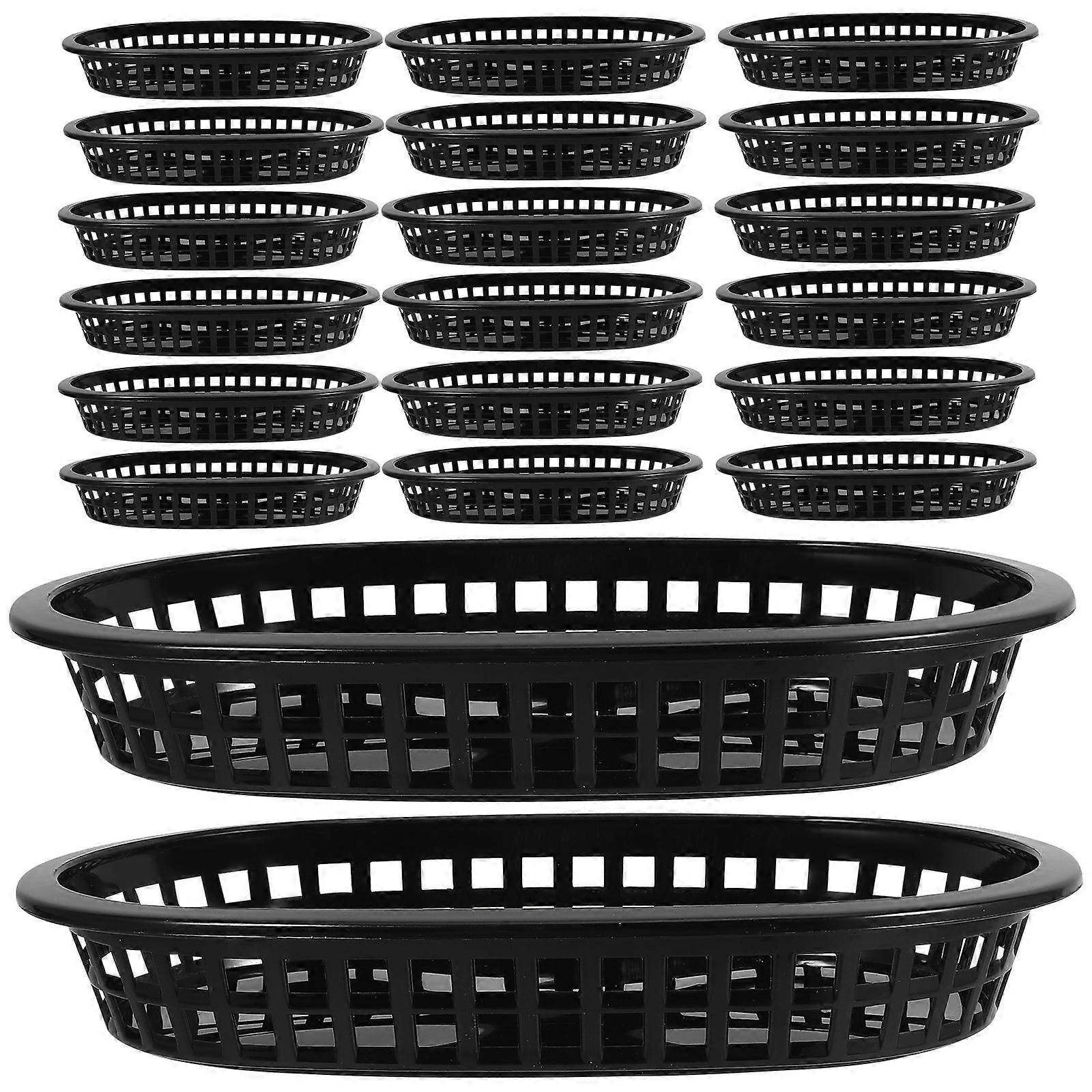 Black Fast Food Baskets for Food Serving 48Pcs Set