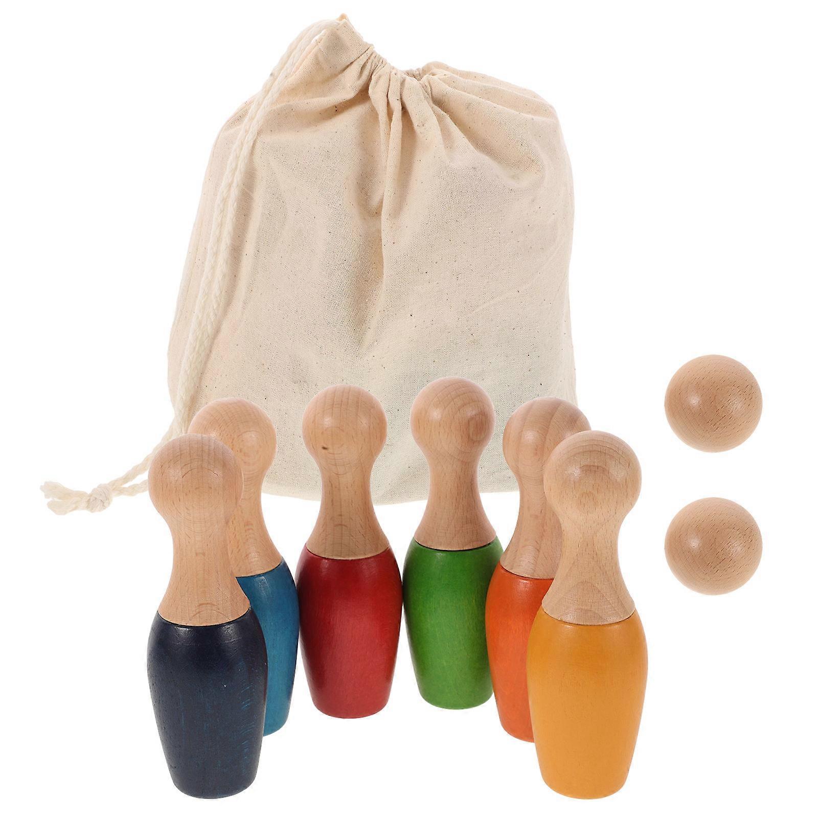 Wooden Bowling Set for Kids with Parentchild Interaction 1Set Game