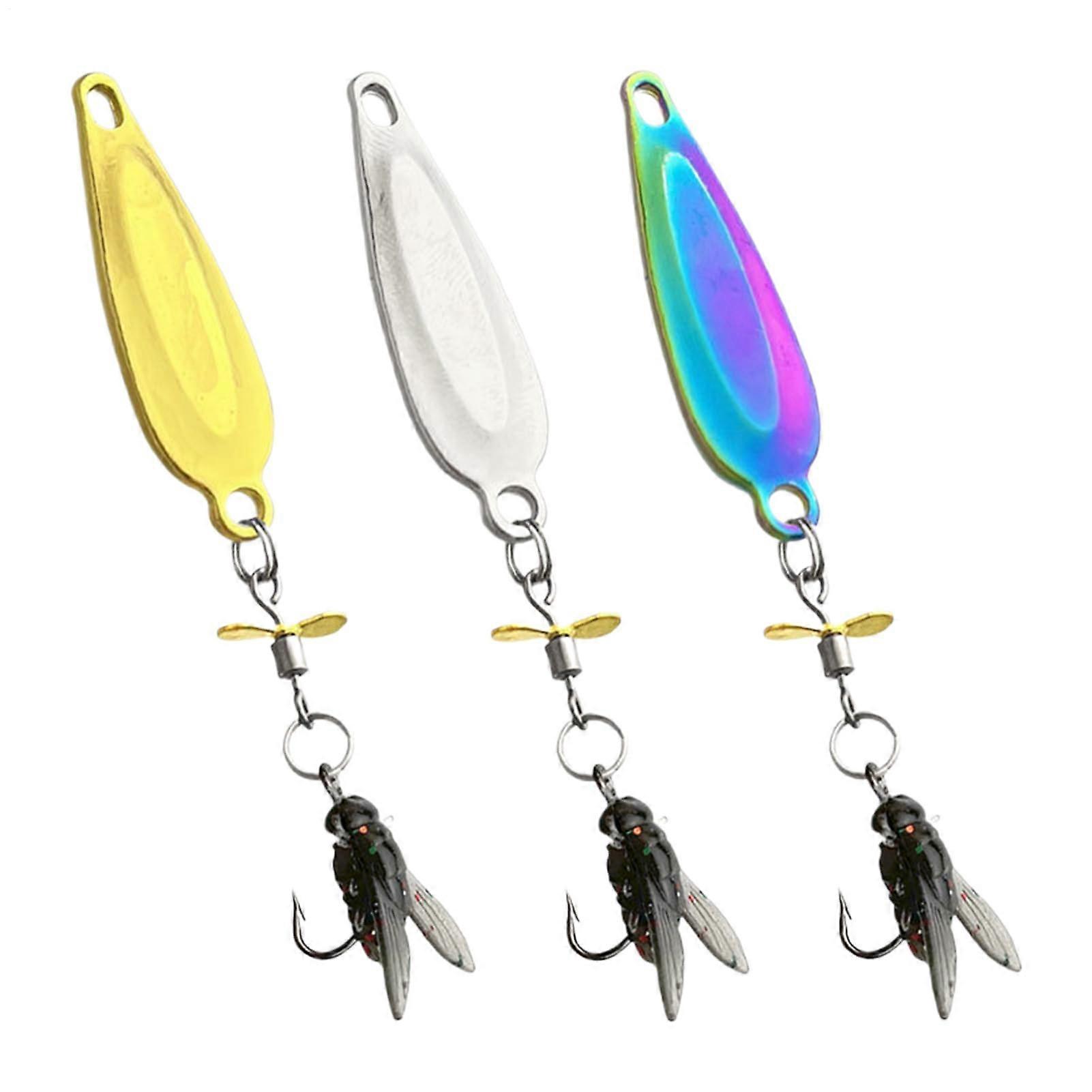 Fishing Spinner Baits Sparkling Fly Hooks 3D Metal Propeller Bait For Rivers Lakes Reservoirs 3 Pieces Size L