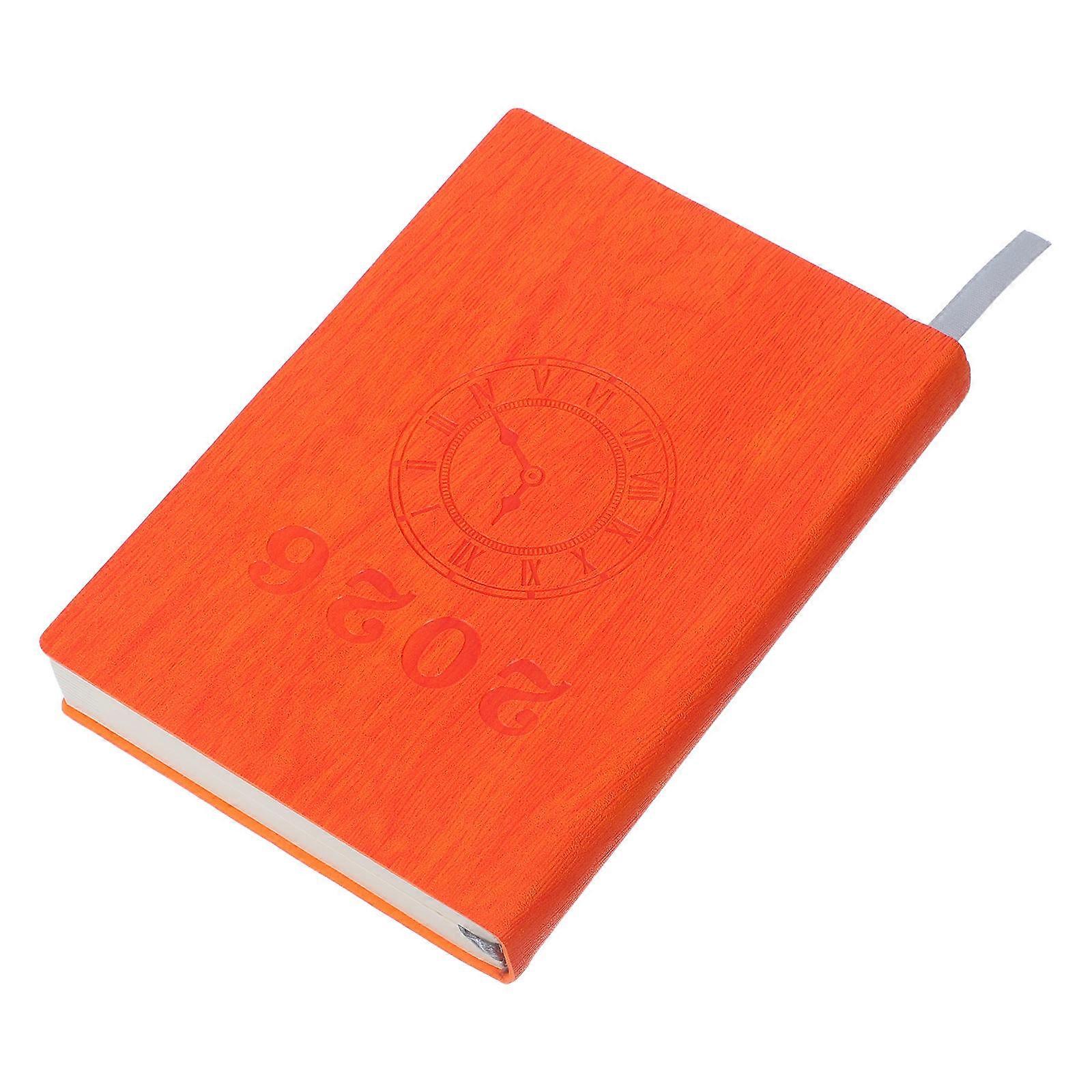 2026 Dated Planner Daily Notebook Work Task Checklist Pu and Paper Orange Organizer 1Pc