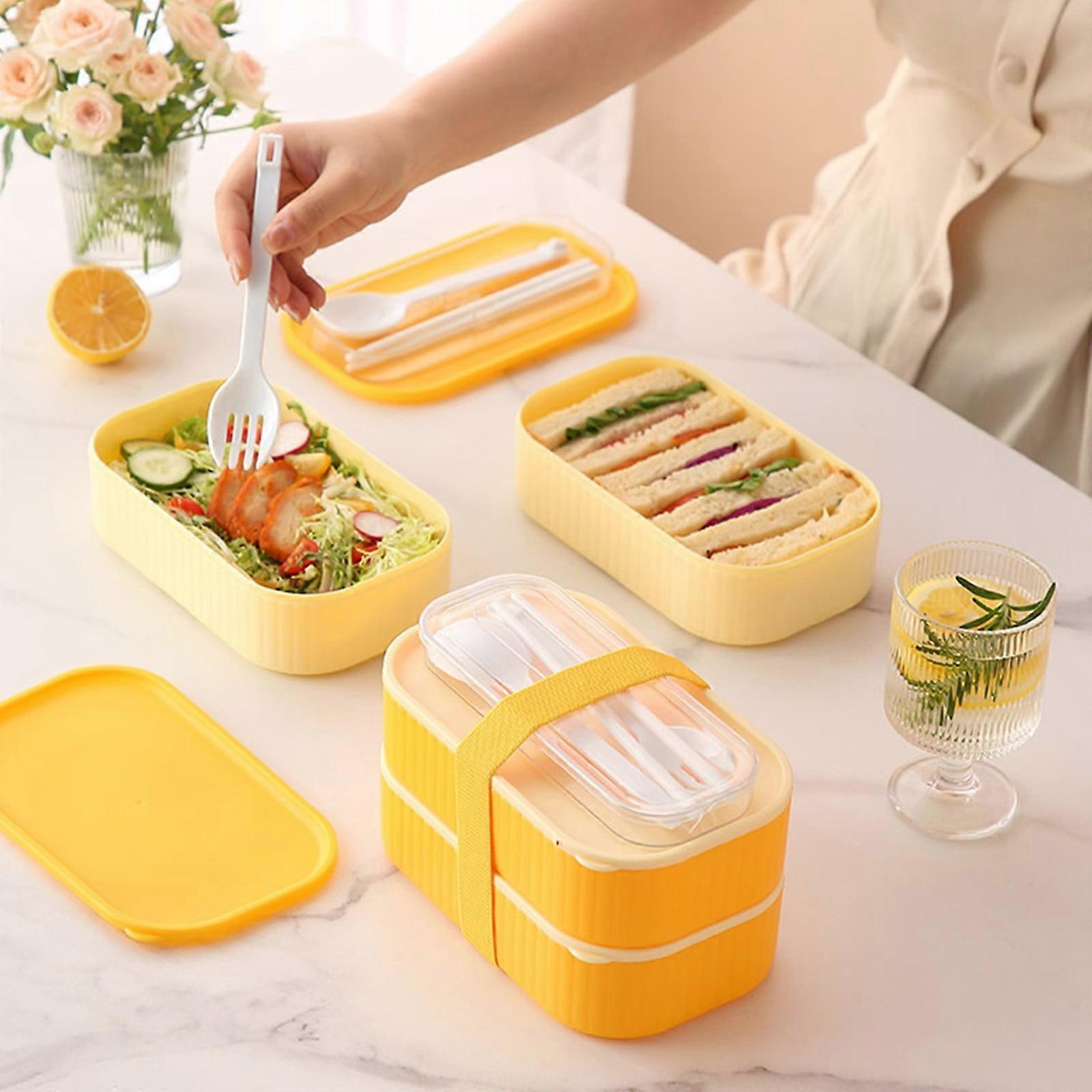 Jacenvly Clearance Kitchen Decor Wall Double Layer Compartment Lunch Box No Need To Open the Lid Portable Lunch Box for Office Workers Bathroom Decor