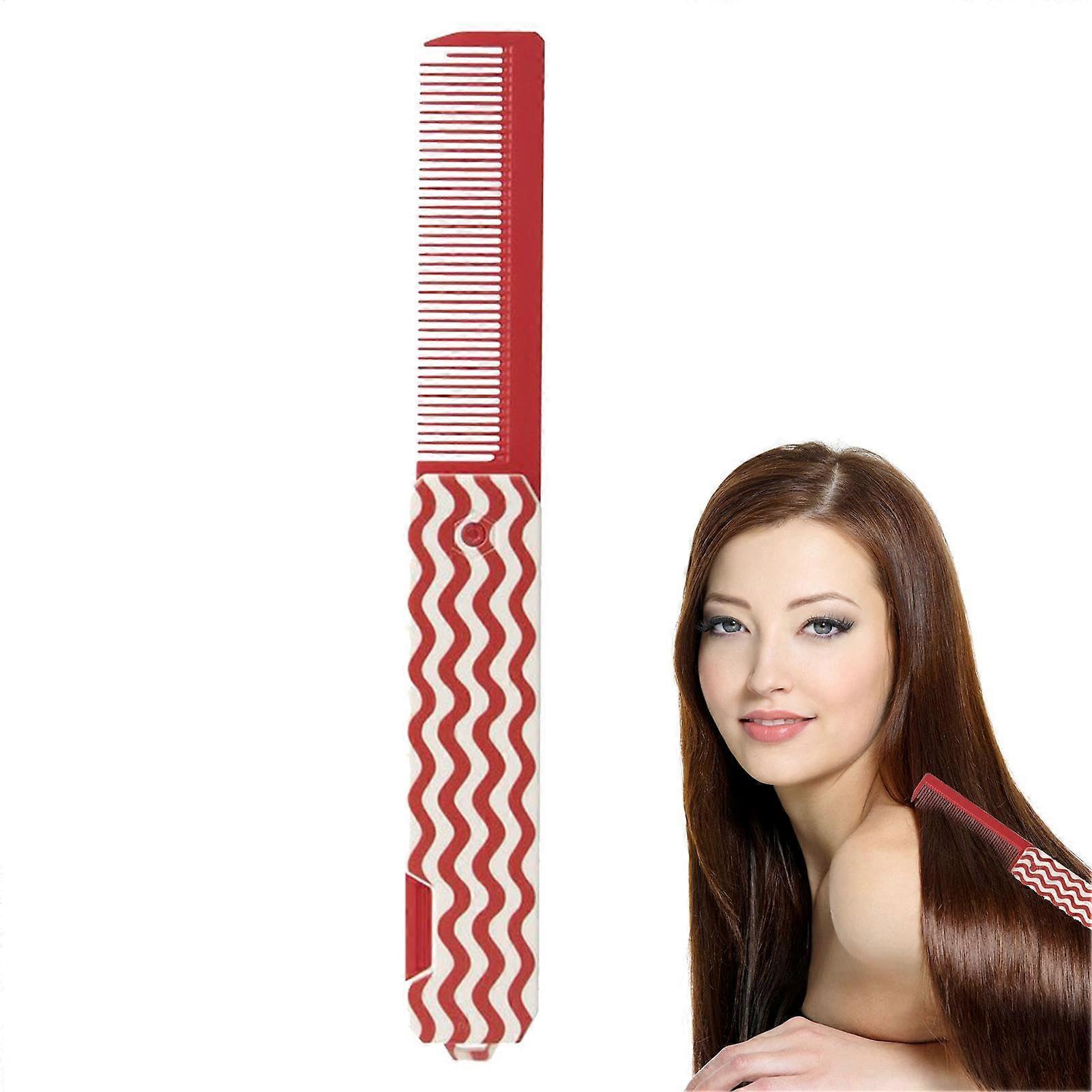 Foldable Comb Multipurpose Folding Hair Comb For Women And Unisex Portable WalletSized Red Colorful Hairbrush