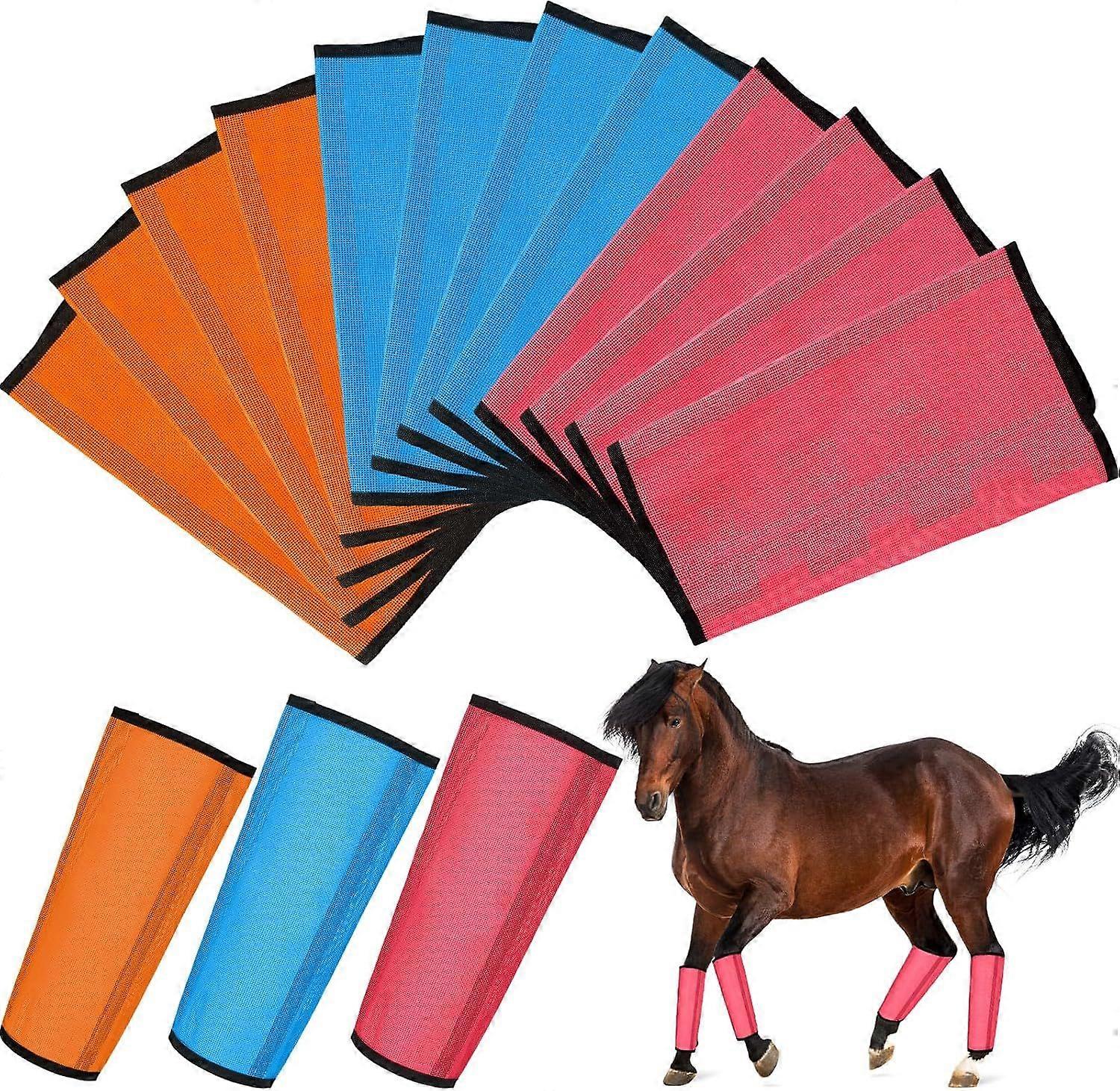 Set of 12 Mesh Fly Boots for Horse Breathable Mesh Horse Boots Protective Horse