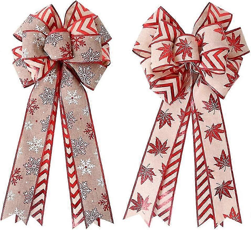 2 Pcs Diy Christmas Bow Multiple Ears Large Striped (54 X 25cm)