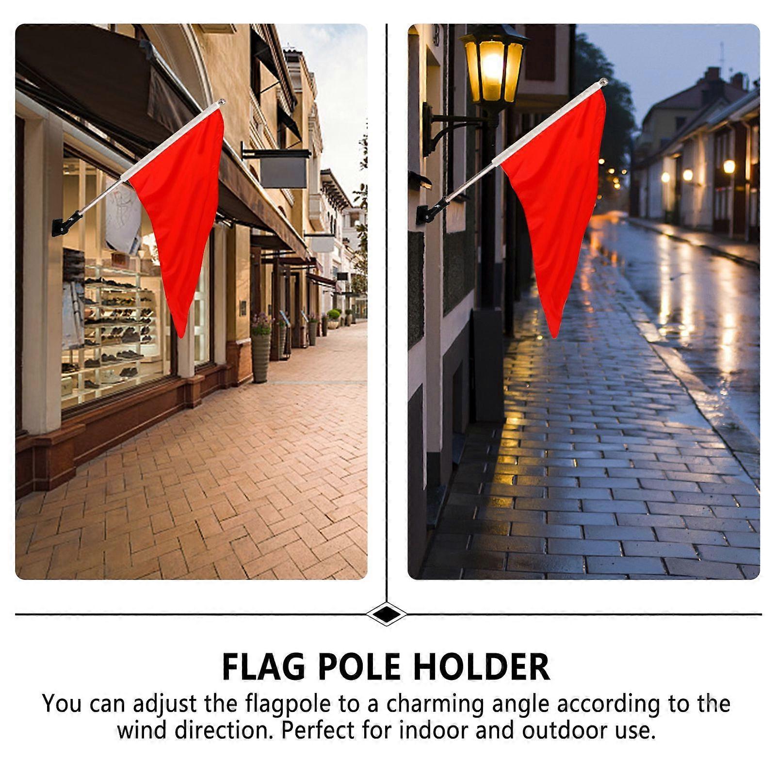 Adjustable Flag Pole Bracket Heavy Duty Aluminum Flagpole Display Holder (Black)