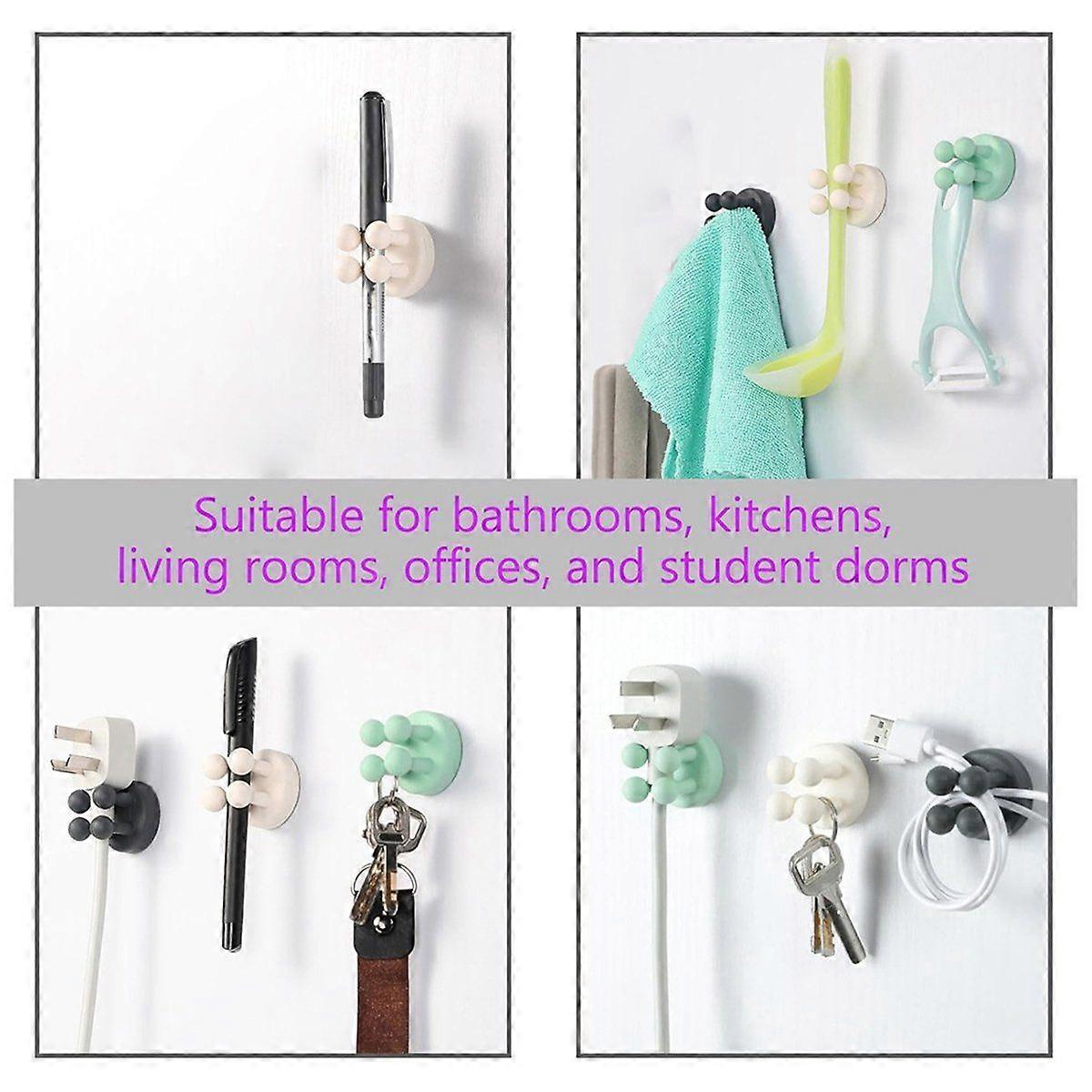 4Pcs Silicone Toothbrush Holders - Multi-Function Self Adhesive Wall Mounted Hooks for Hanging Ke C