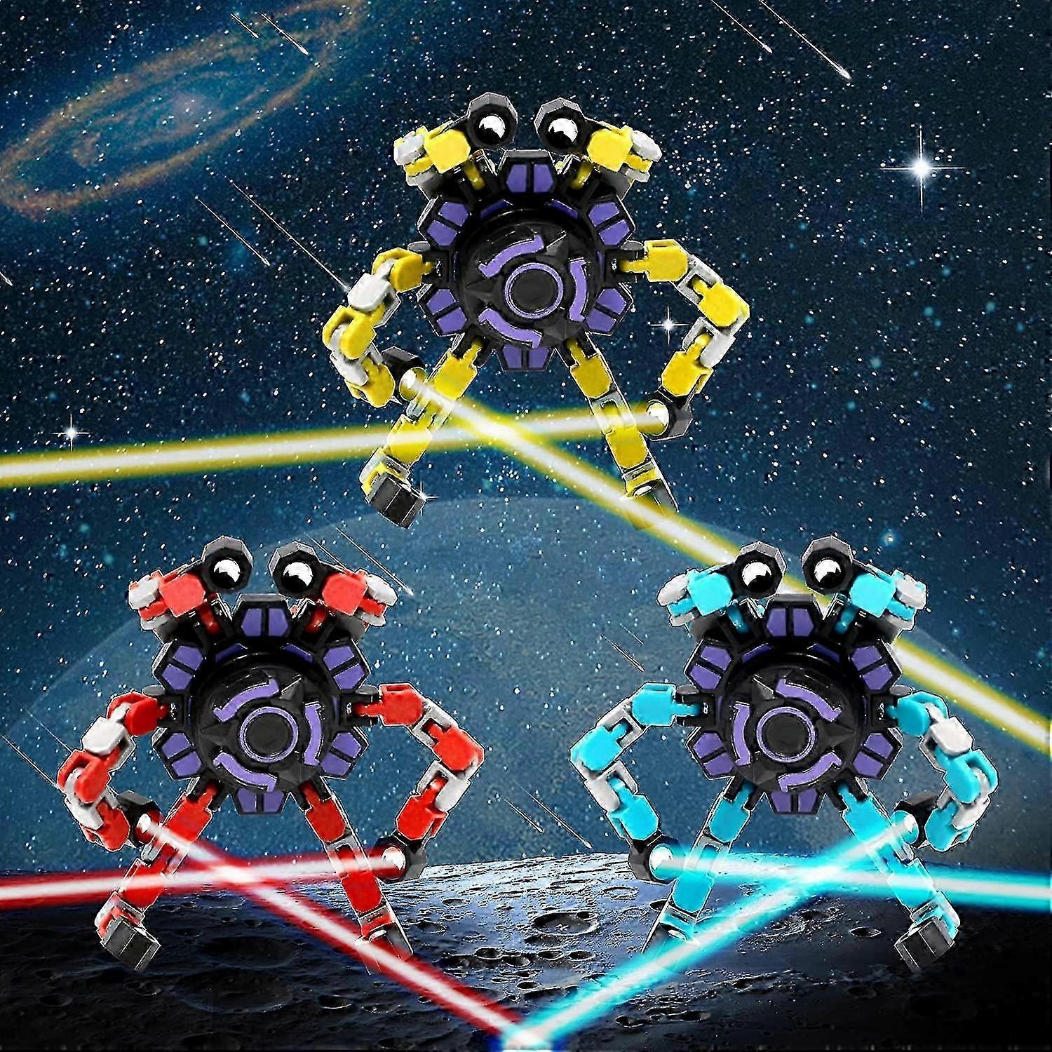 3 Pack Transformable Fingertip Gyro Spinners Fidget Toy DIY Chain